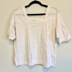 Anthropologie White Square Neck Tee Minimalist Short Sleeve Top S